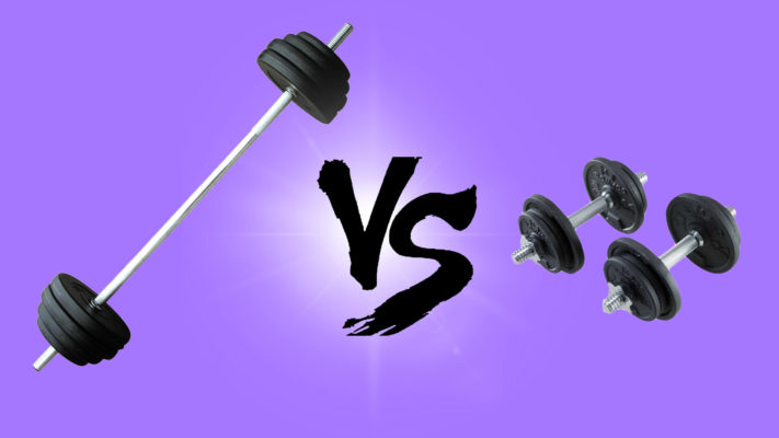 Штанга или гантели: фото.