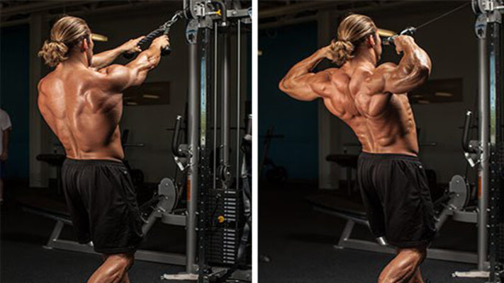 Тяга в кроссовере на заднюю дельту.