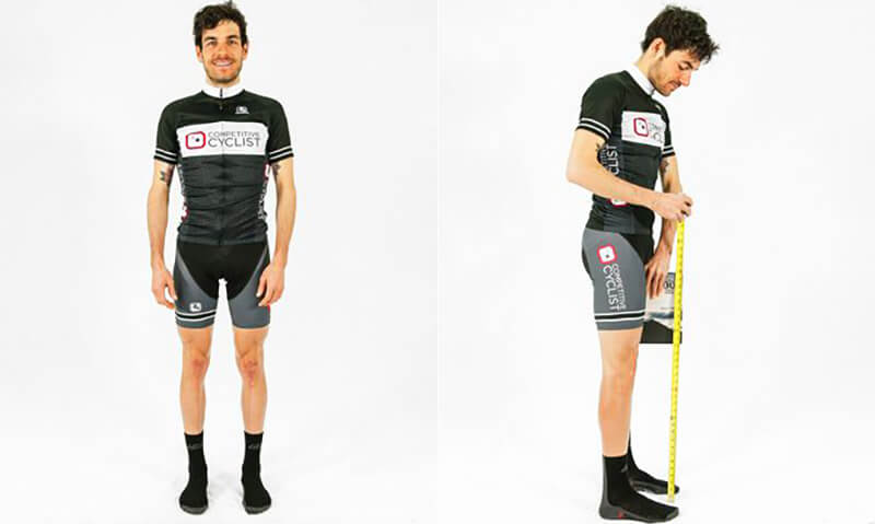 Измерение длины ног для велосипедистов: фото.