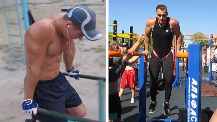 Рекорд по отжиманиям на брусьях: фото.