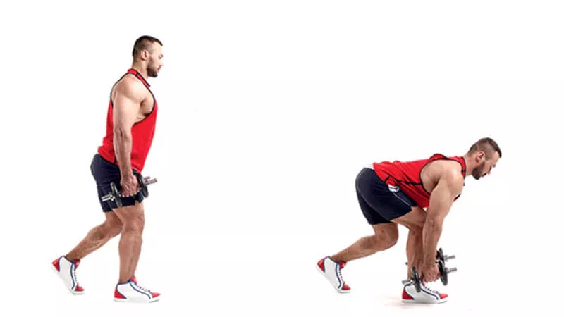 Тяга кинга с гантелями.