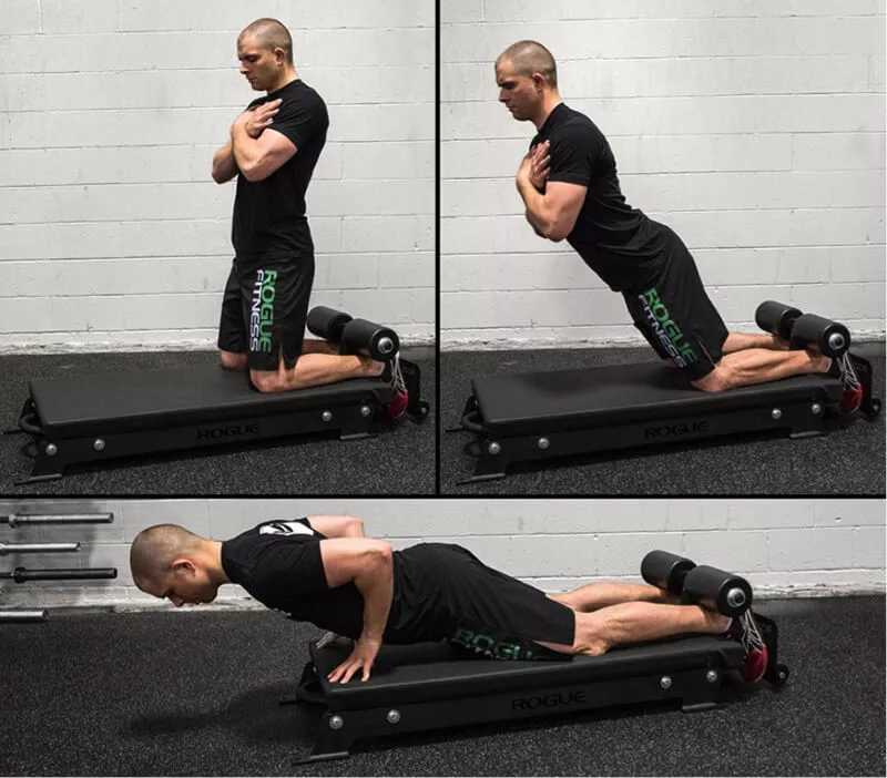 Скандинавские сгибания в тренажере.